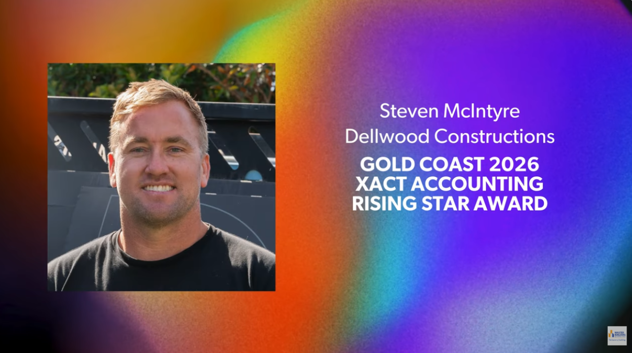 Reviewing renovation plans Steve McIntyre from Dellwood Constructions, winner of the Master Builders Gold Coast Rising Star Award