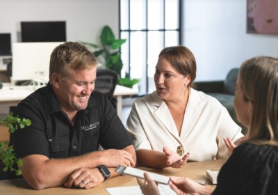 Homeowner meeting with Steve and Mel from Dellwood Constructions to discuss ideas and plan their custom new home.